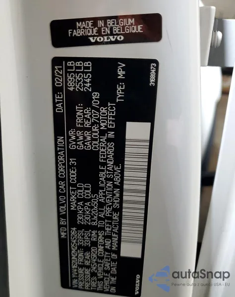 2021 Volvo Xc40 T5 R-Design z USA, uszkodzony, nr VIN YV4162UM2M2545264